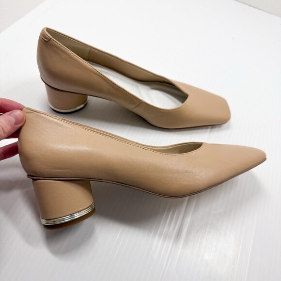 Franco Sarto L-Pisa Nude Leather Block Heel Pumps Women’s 7.5M Comfort Chic - Picture 9 of 11